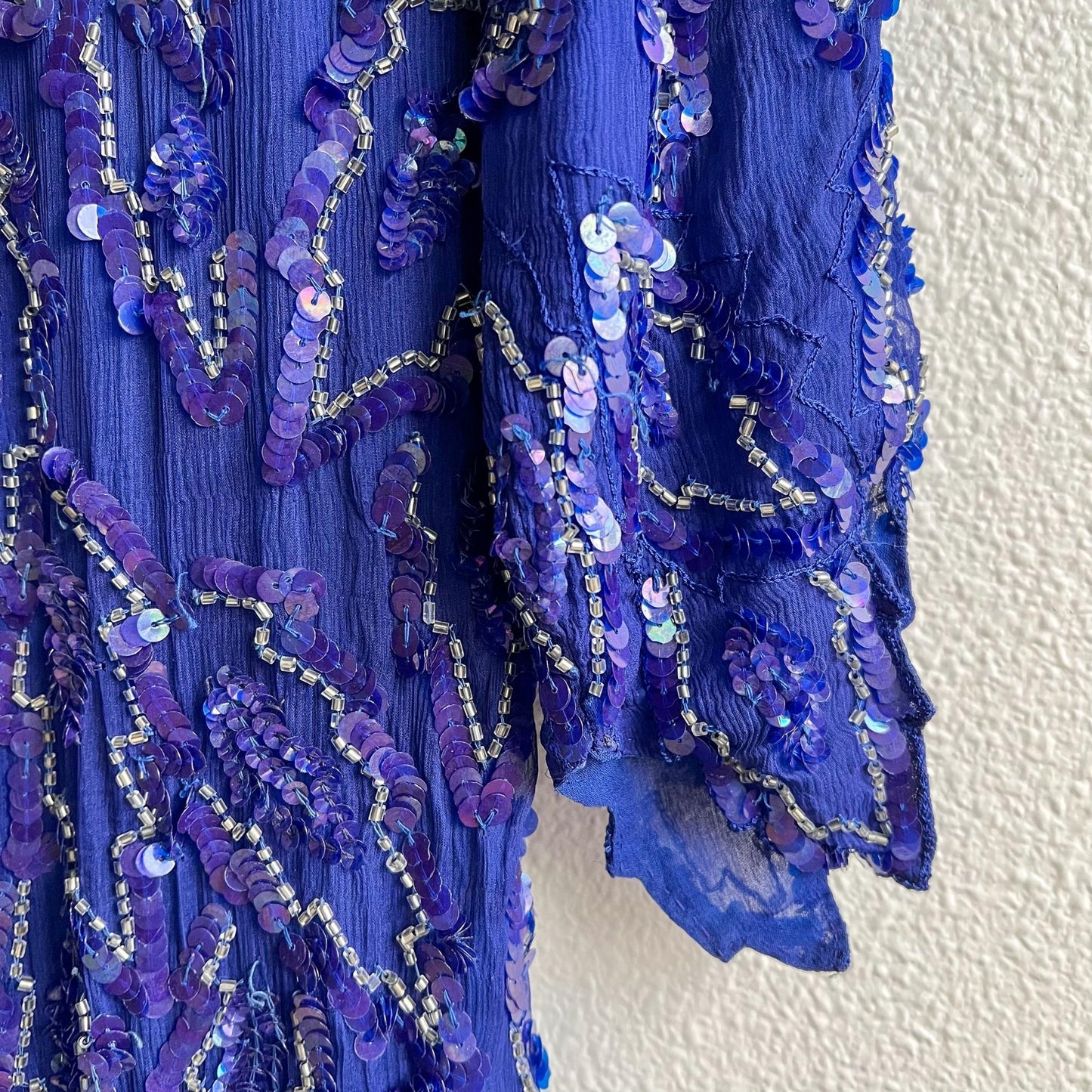 Fabulous 1980s Cobalt Blue Sequined Gown (S/M)