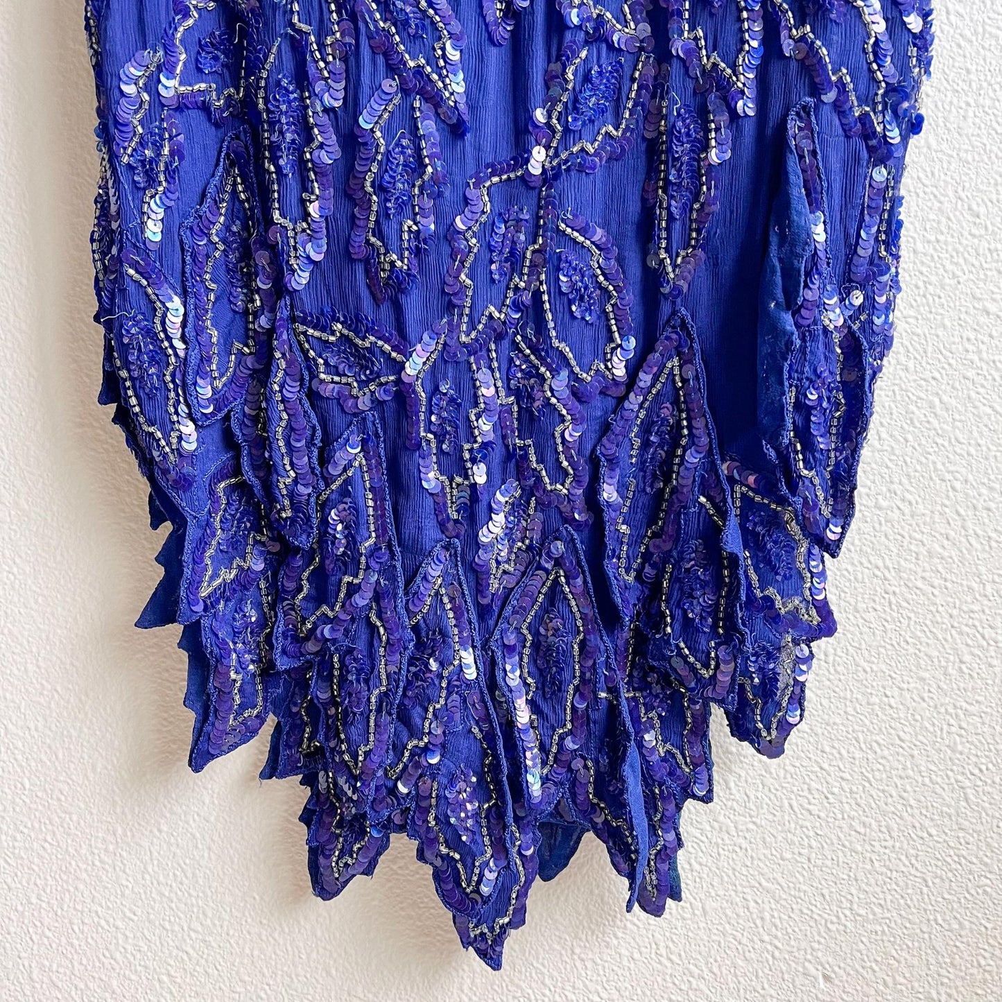 Fabulous 1980s Cobalt Blue Sequined Gown (S/M)