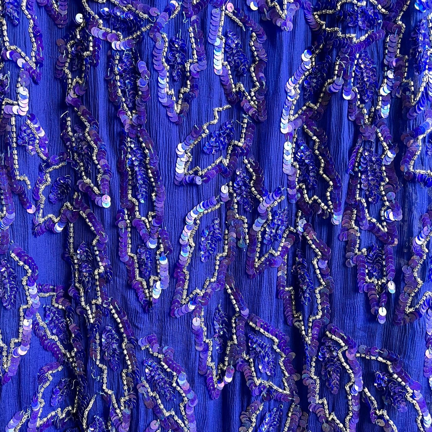 Fabulous 1980s Cobalt Blue Sequined Gown (S/M)