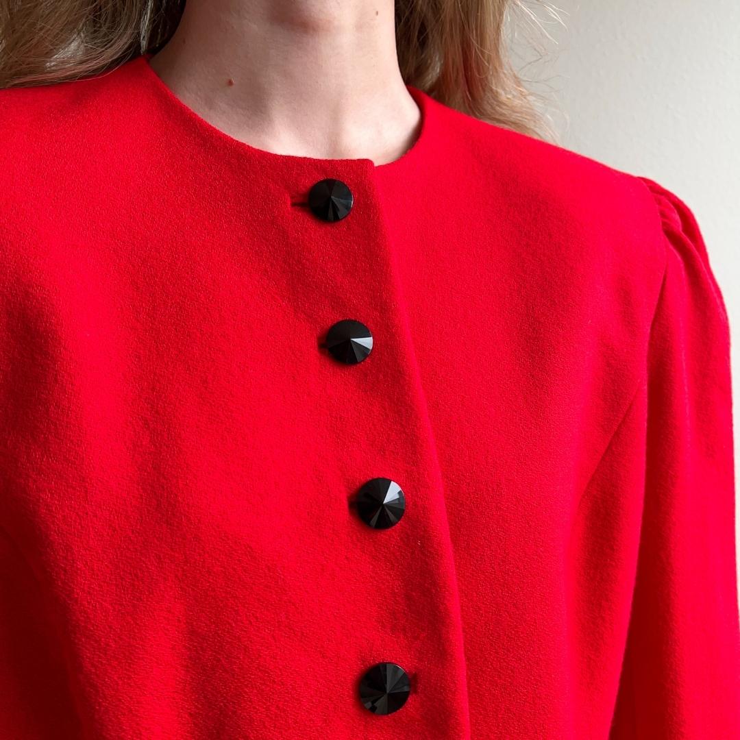 1980s Neiman Marcus Bright Red Buttoned Jacket (M/L)