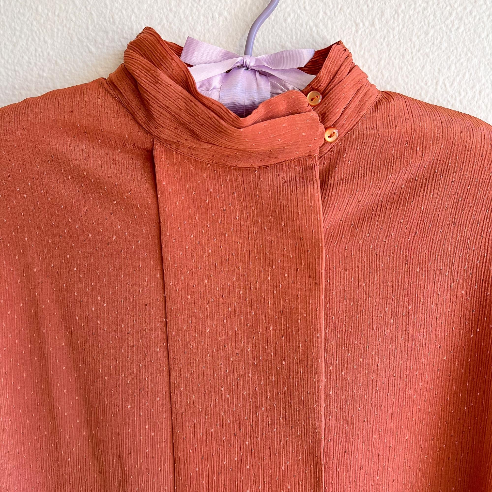 1990s Orange Textured High Neck Blouse (M/L) – Studio Gloria Vintage