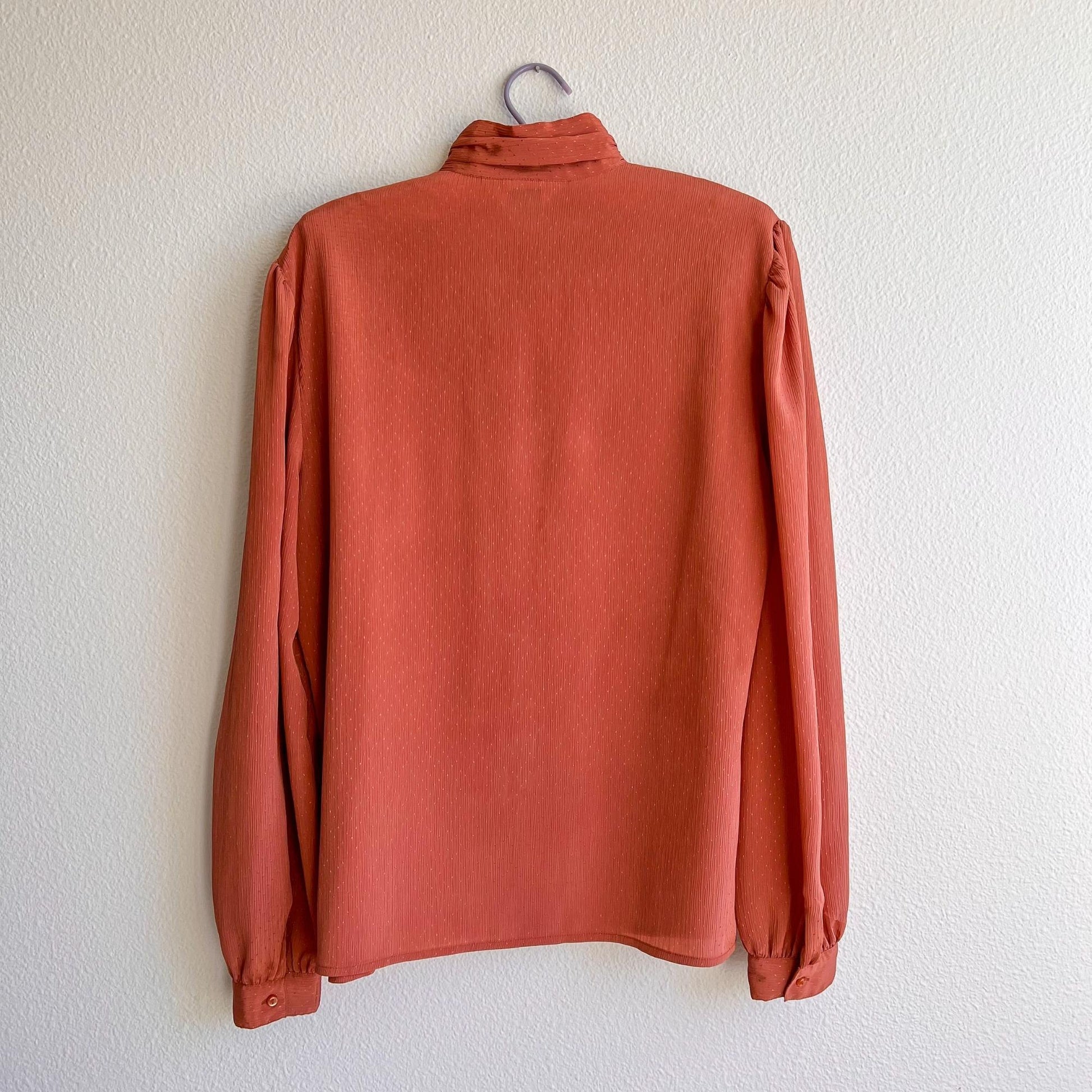 Red Funnel Neck Blouse, Red Blouse