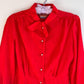 1990s Red Blouse With Pearl Buttons (XS/S)