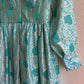 1970s Turquoise Maxi Dress With Silver Paisley Pattern (XS)