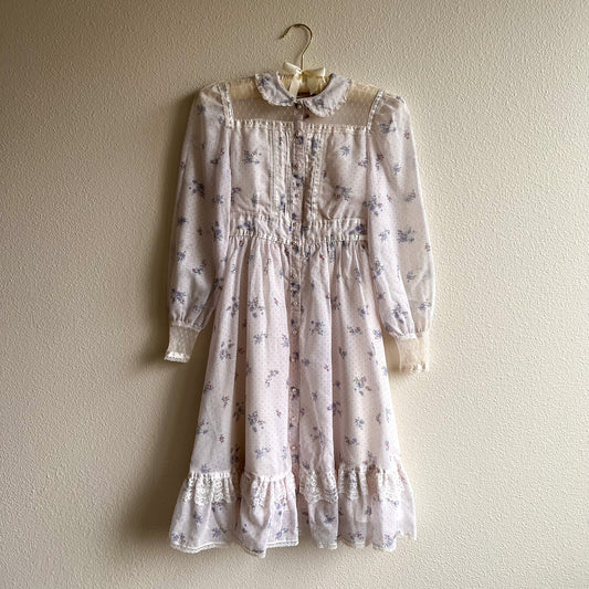 1970s Gunne Sax Babydoll Dress Wtih Dainty Floral Print (XS)