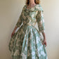 1950s Jannell of California Floral Silk Dress (S/M)