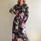 Gorgeous 1970s Floral Print Dress With Gold Accents (XS/S)