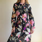 Gorgeous 1970s Floral Print Dress With Gold Accents (XS/S)