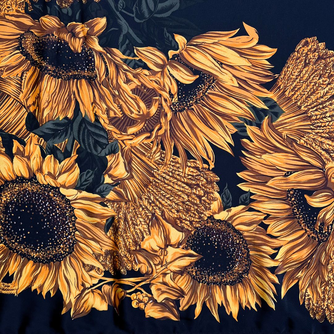 Vintage Chanel Autumnal Sunflowers Silk Scarf